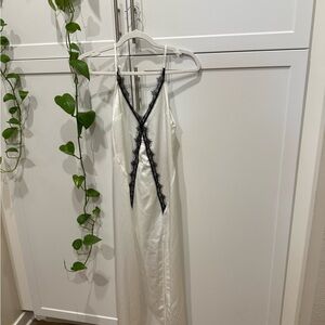 Bershka White Maxi Dress with Black Lace